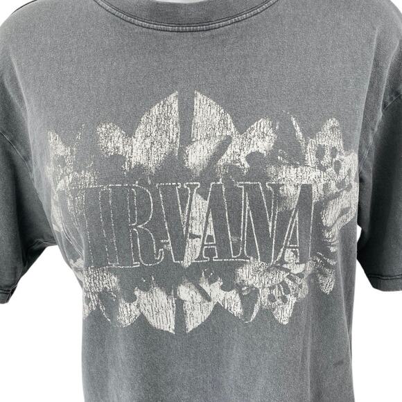 H&M Women's Gray Nirvana Graphic Print Short Sleeve Band T Shirt Tee Top Size M - Picture 3 of 5